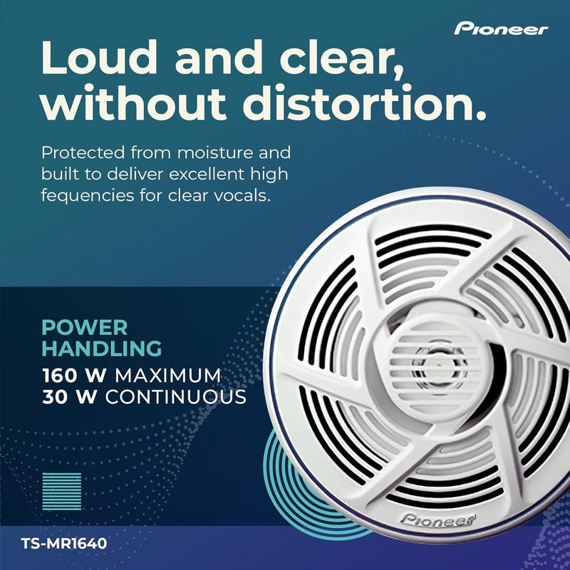 Pioneer TS-MR1640 6.5 Inch 2-Way Coaxial Loudspeaker - Salt-Waterproof, 160 Watts, White - Image 4